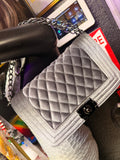 Baddie Grey Wolf Suede Bag